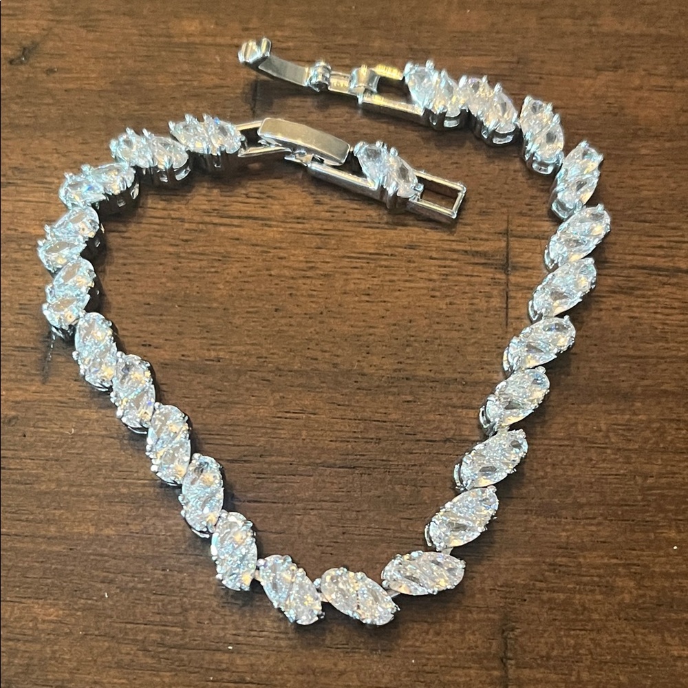 Silver Bracelet with Sparkling CZ Accents.